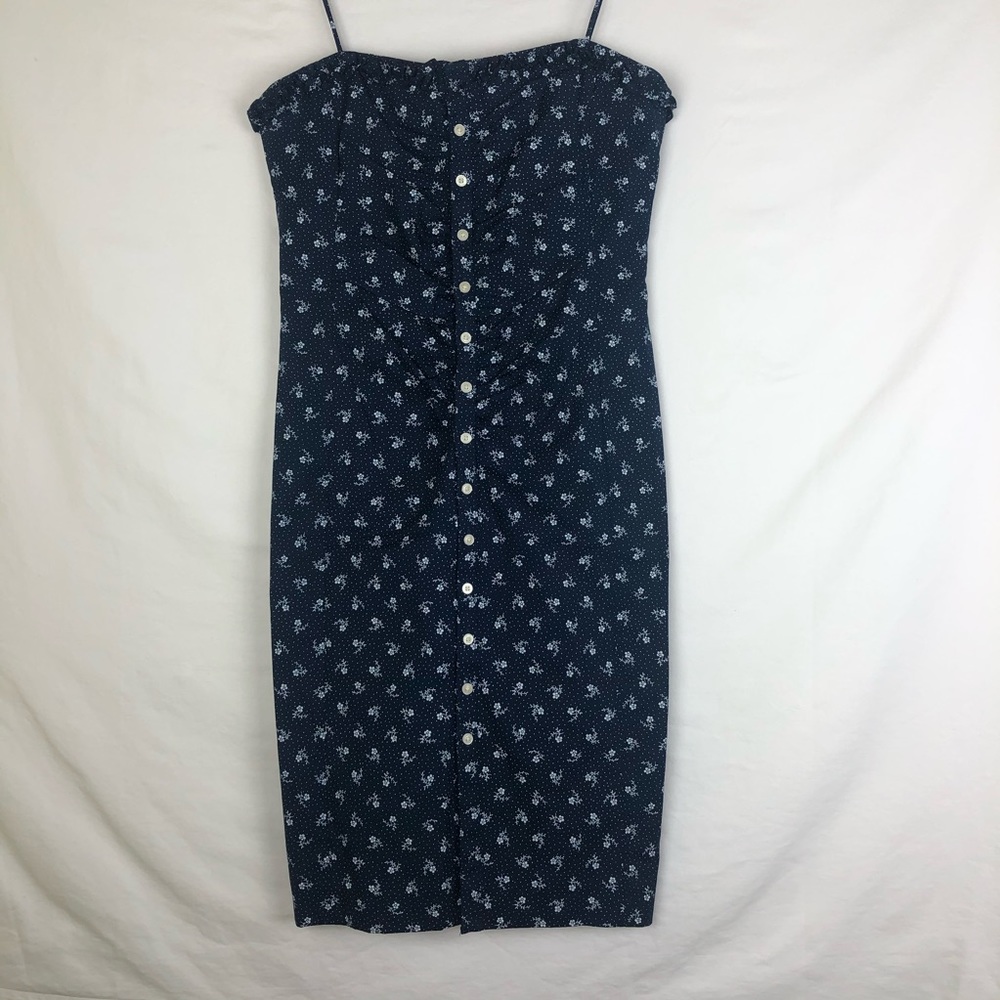 Ralph Lauren Blue and White Floral Dress M